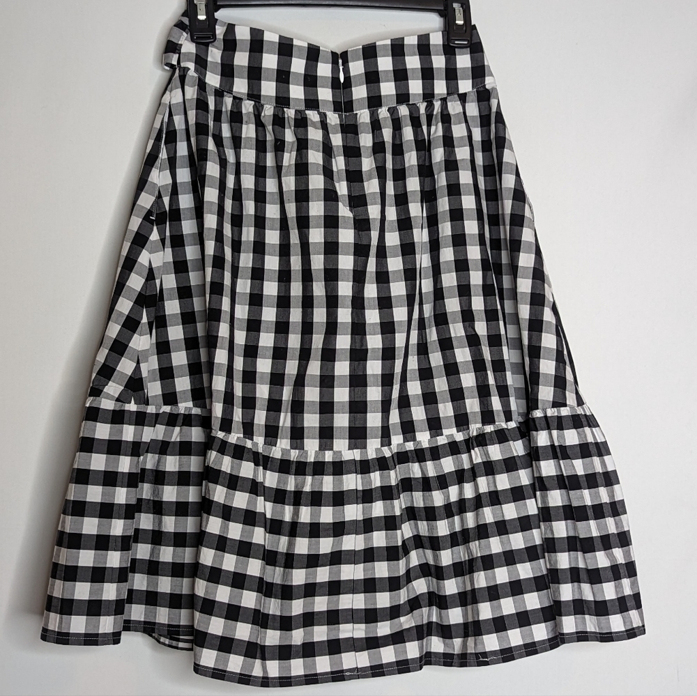J. Crew Black and White Plaid Tie Waist Midi Skirt - Picture 14 of 16